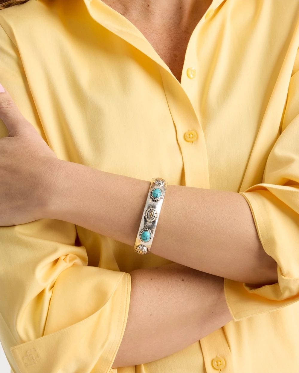 Turquoise Mixed Metal Bangle | Chico's